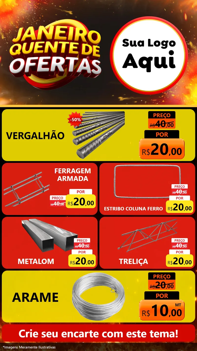 Modelo de TV para TV Vertical com o tema Janeiro Quente de Ofertas para Ferragens