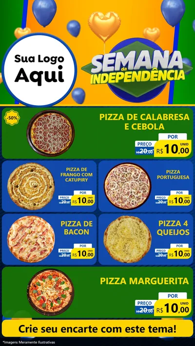 Modelo de TV para TV Vertical com o tema Semana da Independência para Pizzaria
