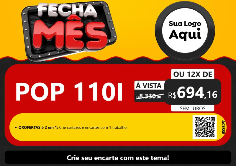 Modelo de Cartaz para Cartaz A4 Horizontal com o tema Fecha Mês para Concessionaria de Motos