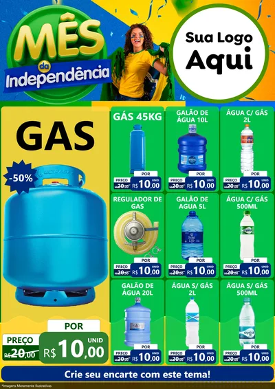 Modelo de Encarte para Encarte A4 Vertical com o tema Mês da Independência para Água e gás