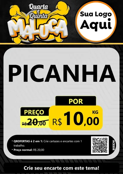 Modelo de Cartaz para Cartaz A4 Vertical com o tema Quarta e Quinta Maluca para Açougue