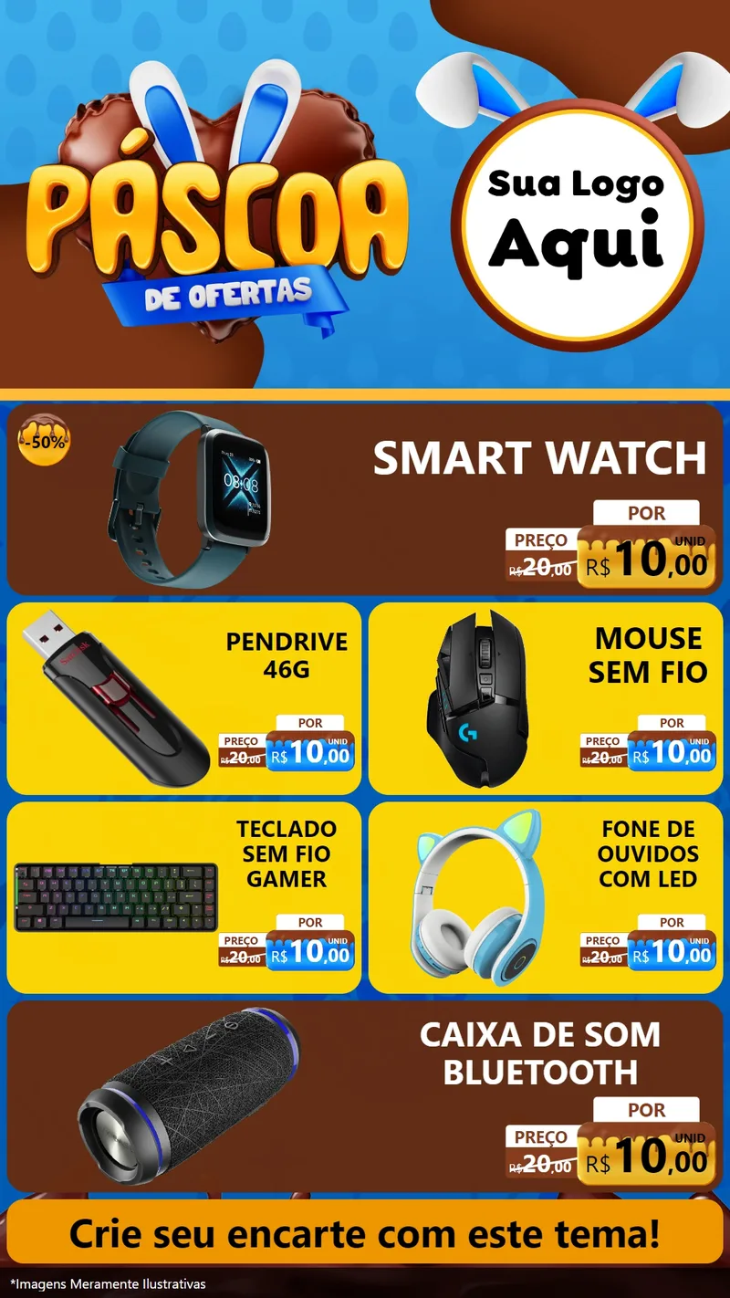 Modelo de TV para TV Vertical com o tema Páscoa de Ofertas para Informática