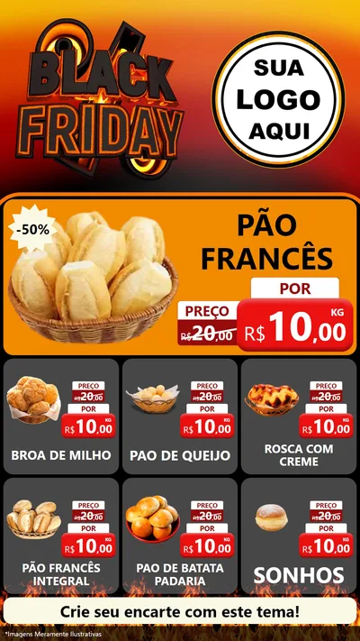 Modelo de Rede Social para Stories com o tema Black Friday para Padaria