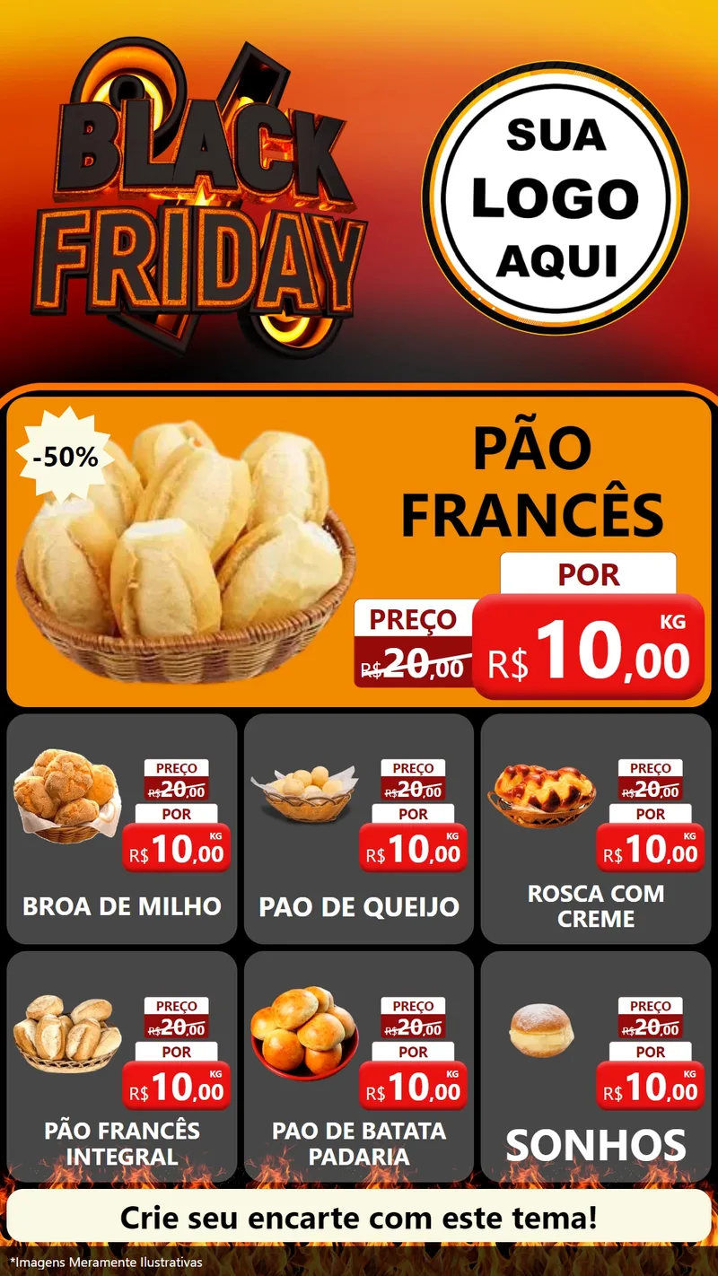Modelo de Rede Social para Stories com o tema Black Friday para Padaria
