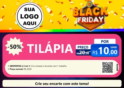 Modelo de Cartaz para Cartaz A4 Horizontal com o tema Black Friday para Peixaria