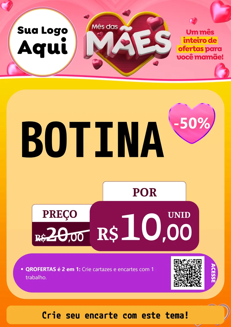 Modelo de Cartaz para Cartaz A4 Vertical com o tema Mês das Mães para Agropecuária