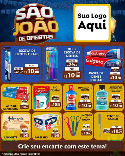 Modelo de Rede Social para Feed Instagram com o tema São João Ofertas Imbatíveis! - Junina para Higiene Pessoal