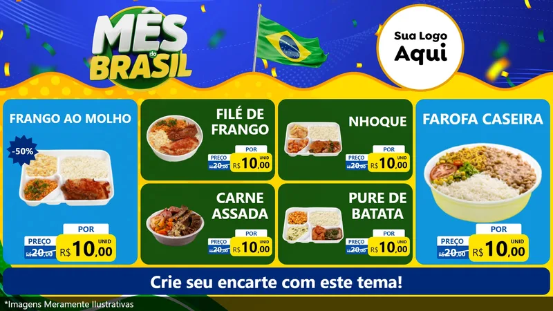 Modelo de TV para TV Horizontal com o tema Mês do Brasil para Restaurante