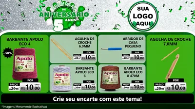 Modelo de TV para TV Horizontal com o tema Promoção de Aniversário - 5 Anos para Armarinho e Aviamentos