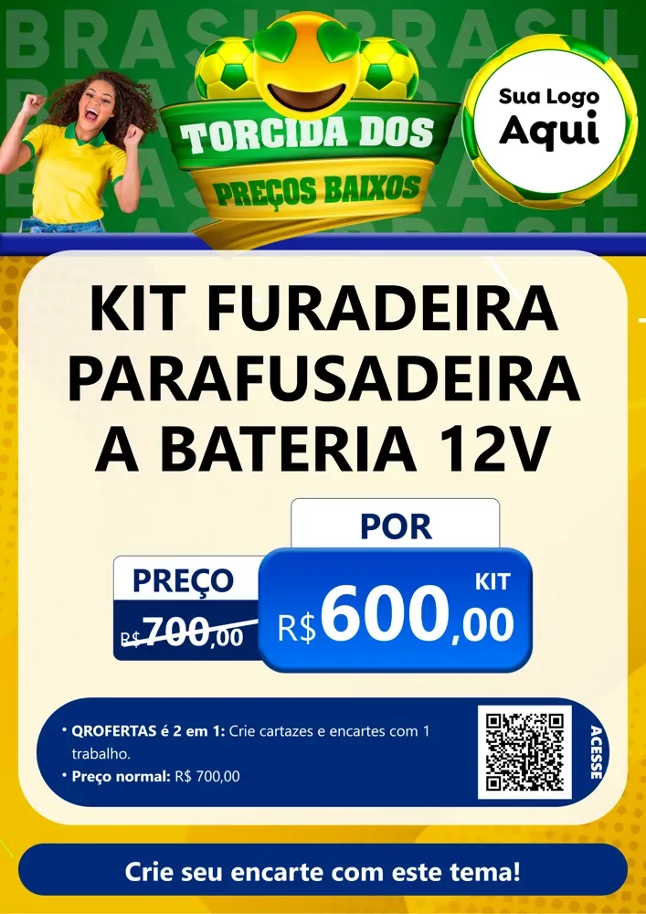 Modelo de Cartaz para Cartaz A4 Vertical com o tema Torcida dos Preços Baixos - Copa para Maquinas e Ferramentas