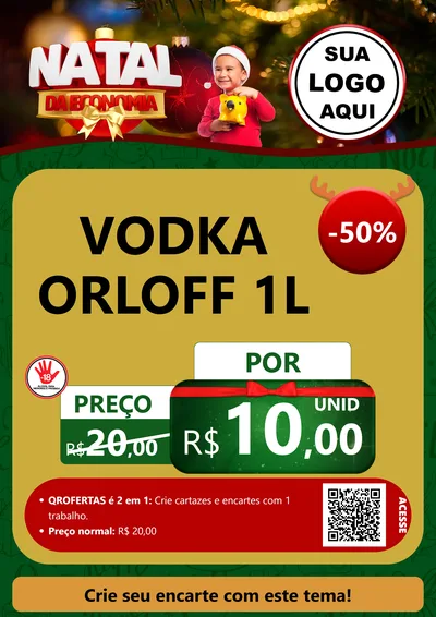 Modelo de Cartaz para Cartaz A4 Vertical com o tema Natal da Economia para Distribuidora de bebidas