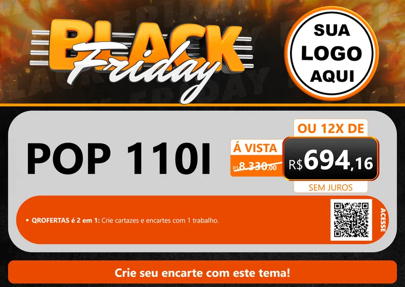Modelo de Cartaz para Cartaz A4 Horizontal com o tema Black Friday para Concessionaria de Motos