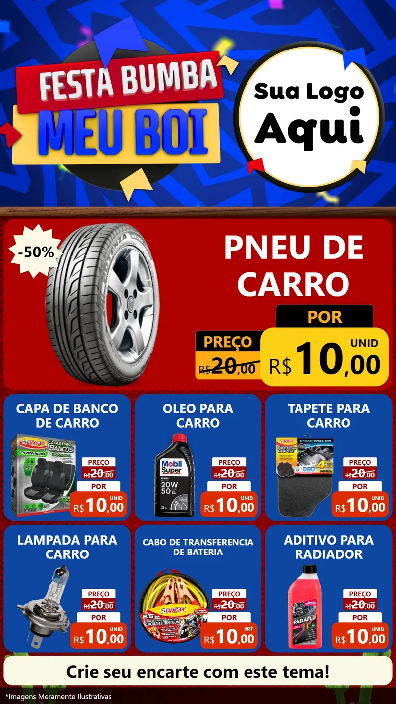 Modelo de Rede Social para Stories com o tema Festa Bumba meu Boi para Auto peças