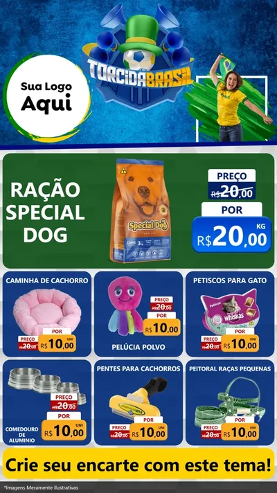Modelo de Rede Social para Stories com o tema Torcida Brasil - Copa para Pet Shop