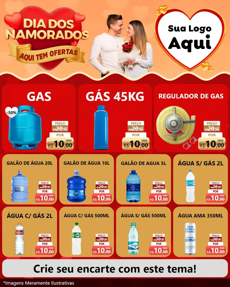Modelo de Rede Social para Feed Instagram com o tema Dia dos Namorados - Aqui Tem Ofertas para Água e gás