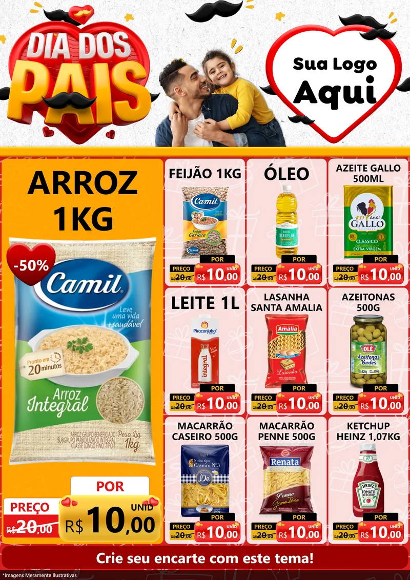 Modelo de Encarte para Encarte A4 Vertical com o tema Dia dos Pais para Supermercado