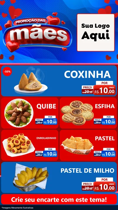 Modelo de TV para TV Vertical com o tema Promoção das Mães para Salgadaria