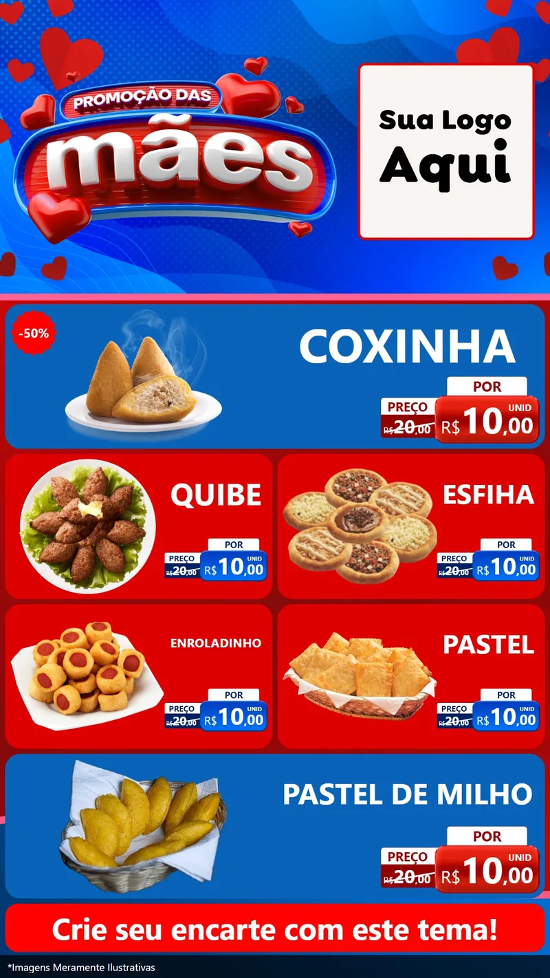 Modelo de TV para TV Vertical com o tema Promoção das Mães para Salgadaria