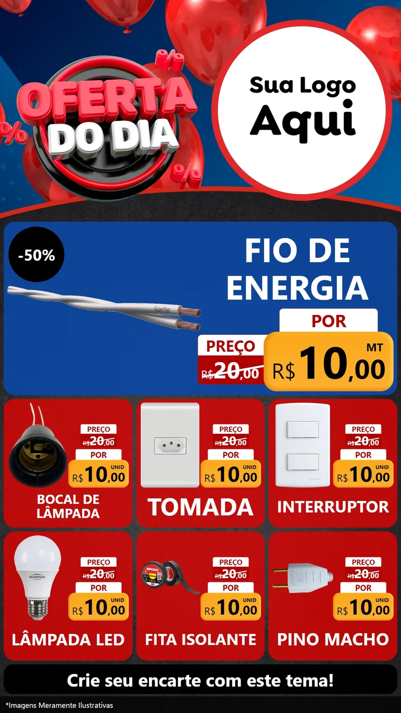 Modelo de Rede Social para Stories com o tema Oferta do Dia para Materiais Elétricos