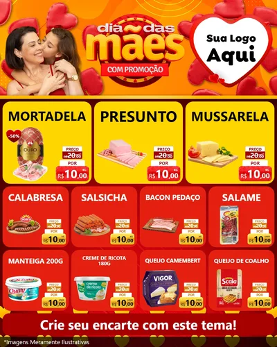 Modelo de Rede Social para Feed Instagram com o tema Dia das Mães com Promoção para Frios e Laticínios
