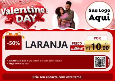 Modelo de Cartaz para Cartaz A4 Horizontal com o tema Valentine's Day para Hortifrúti
