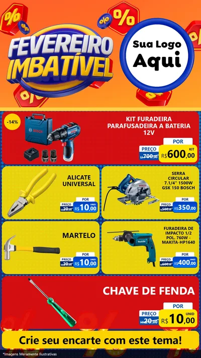 Modelo de TV para TV Vertical com o tema Fevereiro Imbatível para Maquinas e Ferramentas