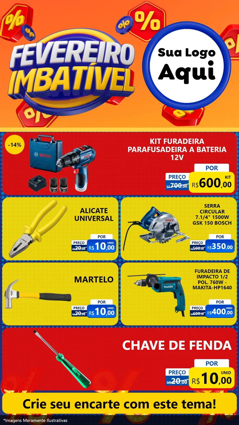 Modelo de TV para TV Vertical com o tema Fevereiro Imbatível para Maquinas e Ferramentas