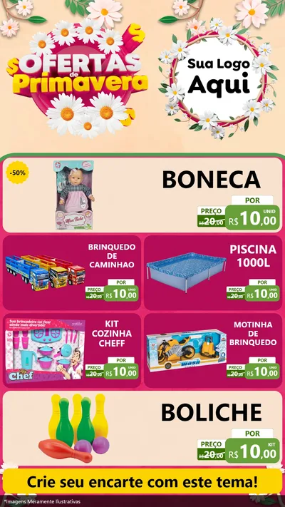 Modelo de TV para TV Vertical com o tema Ofertas de Primavera para Brinquedos