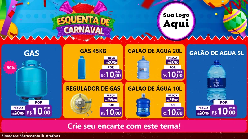Modelo de TV para TV Horizontal com o tema Esquenta de Carnaval para Água e gás