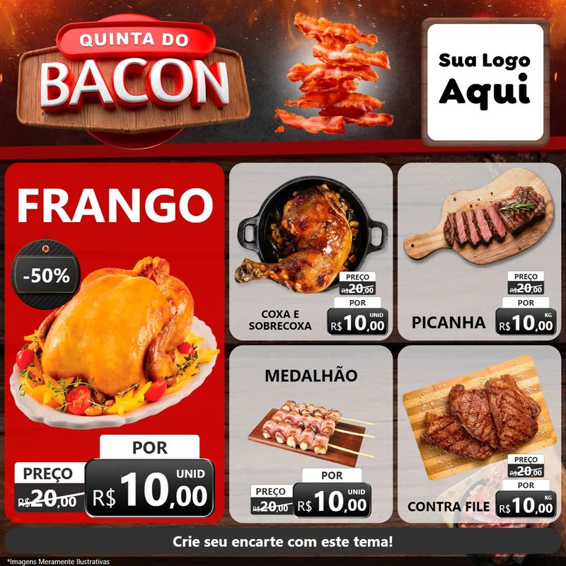 Modelo de Rede Social para Feed Facebook com o tema Quinta do Bacon para Assados