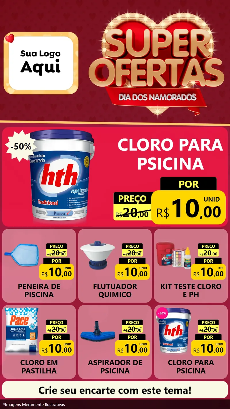 Modelo de Rede Social para Stories com o tema Dia dos Namorados para Produtos para Piscina