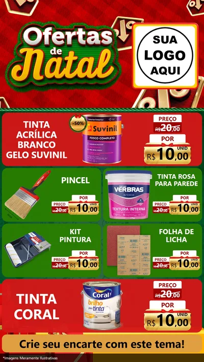 Modelo de TV para TV Vertical com o tema Ofertas de Natal para Tintas e Ferramentas