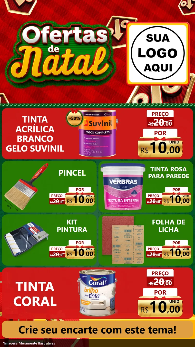 Modelo de TV para TV Vertical com o tema Ofertas de Natal para Tintas e Ferramentas