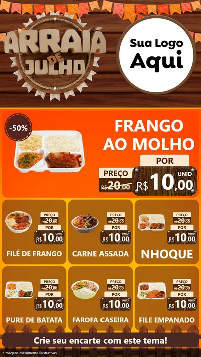 Modelo de Rede Social para Stories com o tema Arraiá de Julho - Junina para Restaurante