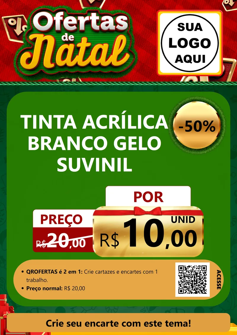 Modelo de Cartaz para Cartaz A4 Vertical com o tema Ofertas de Natal para Tintas e Ferramentas