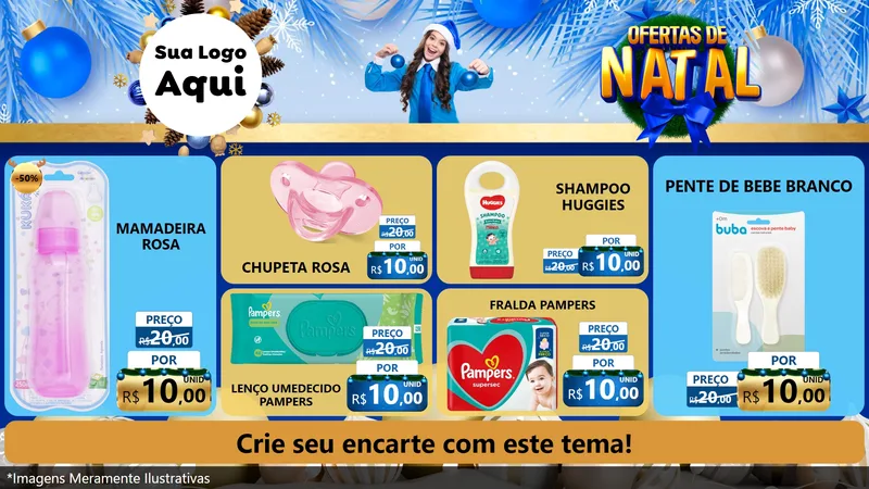 Modelo de TV para TV Horizontal com o tema Ofertas de Natal para Bebês