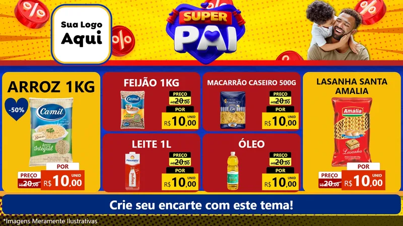 Modelo de TV para TV Horizontal com o tema Super Pai para Supermercado