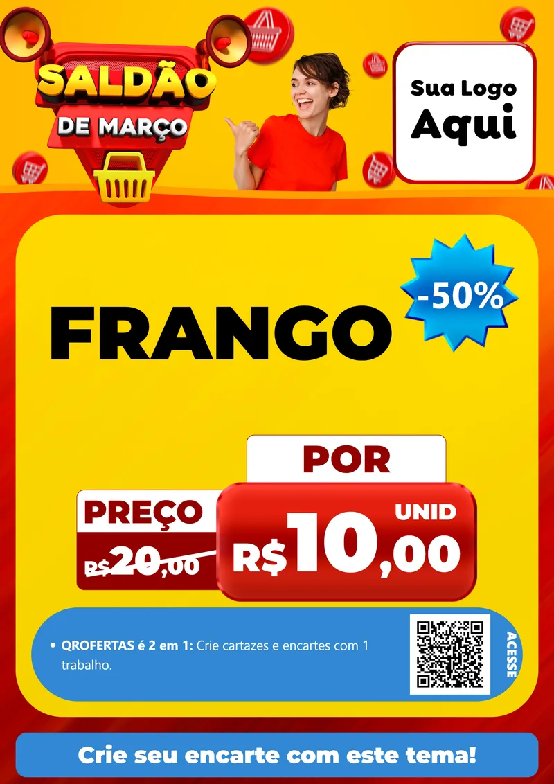 Modelo de Cartaz para Cartaz A4 Vertical com o tema Saldão de Março para Assados