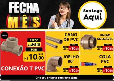 Modelo de Encarte para Encarte A4 Horizontal com o tema Fecha Mês para Tubos e conexões