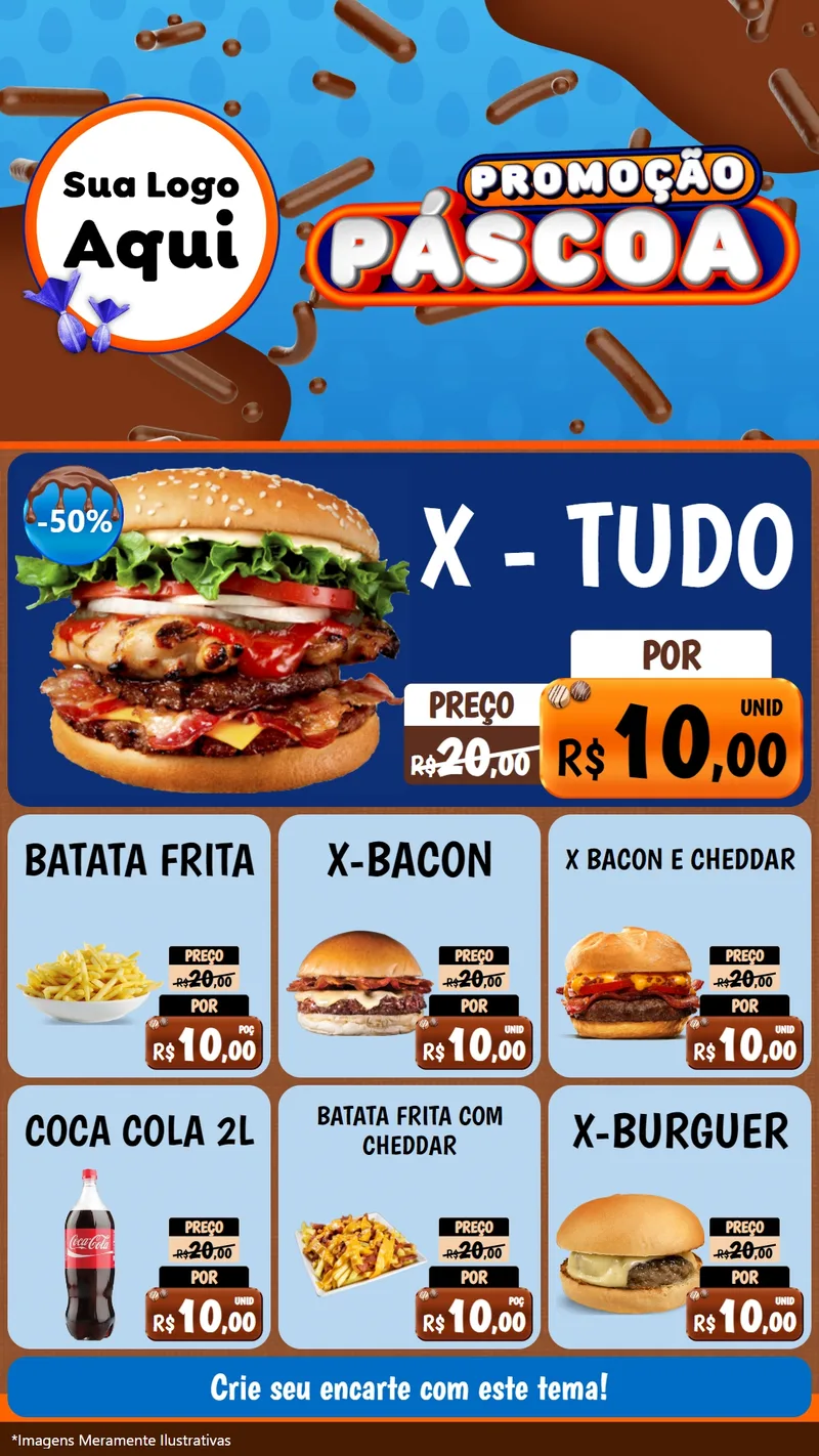 Modelo de Rede Social para Stories com o tema Promoção Páscoa para Hamburgueria