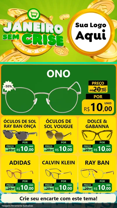 Modelo de Rede Social para Stories com o tema Janeiro Sem Crise para Óticas