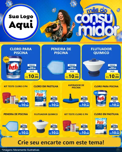 Modelo de Rede Social para Feed Instagram com o tema Mês do Consumidor para Produtos para Piscina