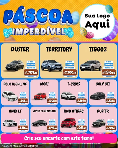 Modelo de Rede Social para Feed Instagram com o tema Páscoa Imperdível para Concessionaria de Carros
