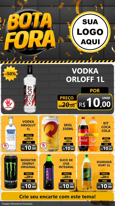Modelo de Rede Social para Stories com o tema Bota Fora para Distribuidora de bebidas