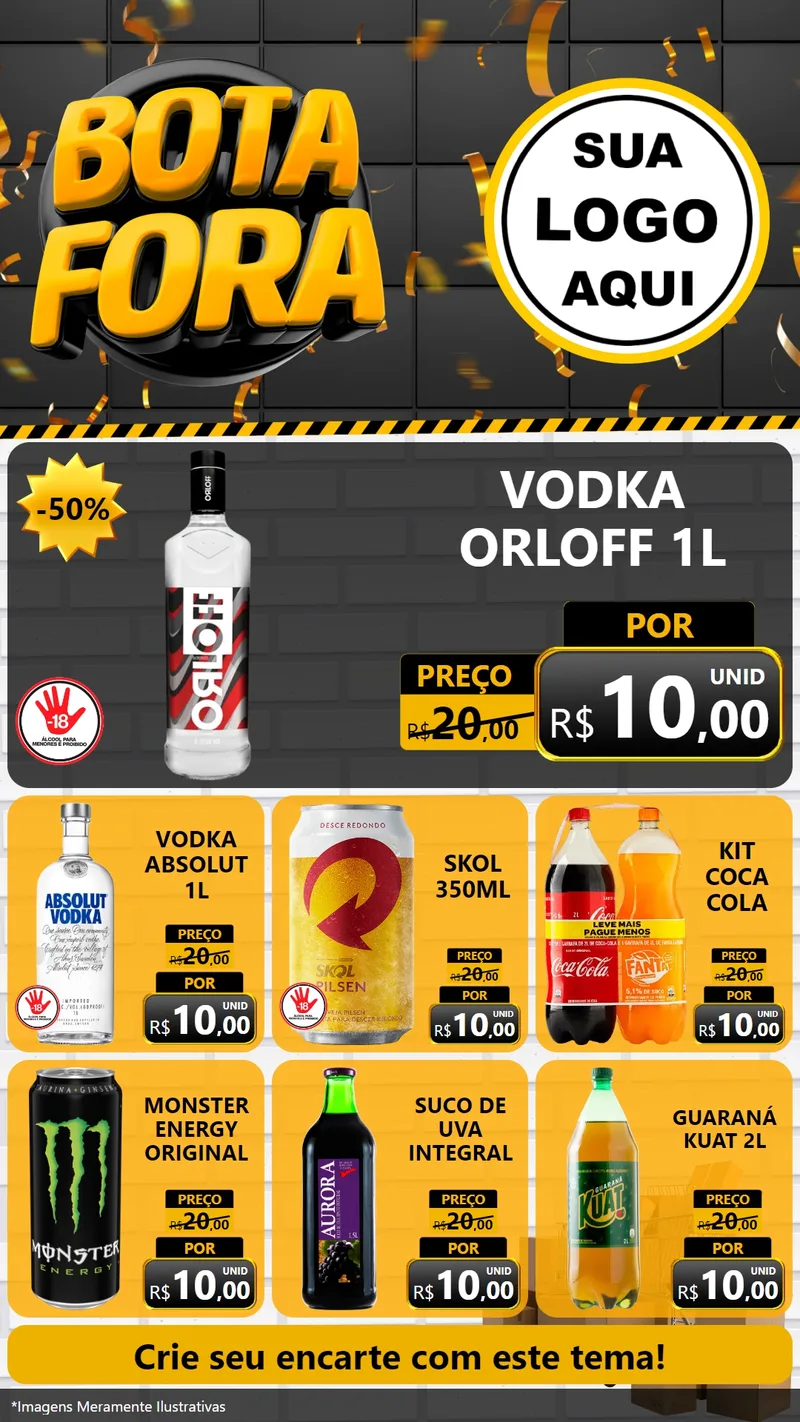 Modelo de Rede Social para Stories com o tema Bota Fora para Distribuidora de bebidas