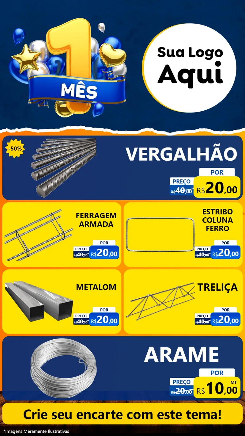 Modelo de TV para TV Vertical com o tema Um Mês de Aniversário para Ferragens