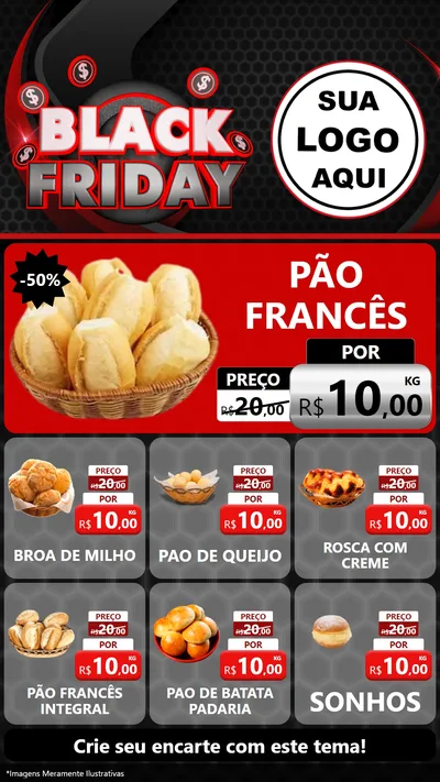 Modelo de Rede Social para Stories com o tema Black Friday para Padaria