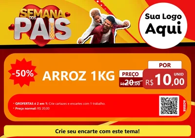 Modelo de Cartaz para Cartaz A4 Horizontal com o tema Semana Dos Pais para Supermercado
