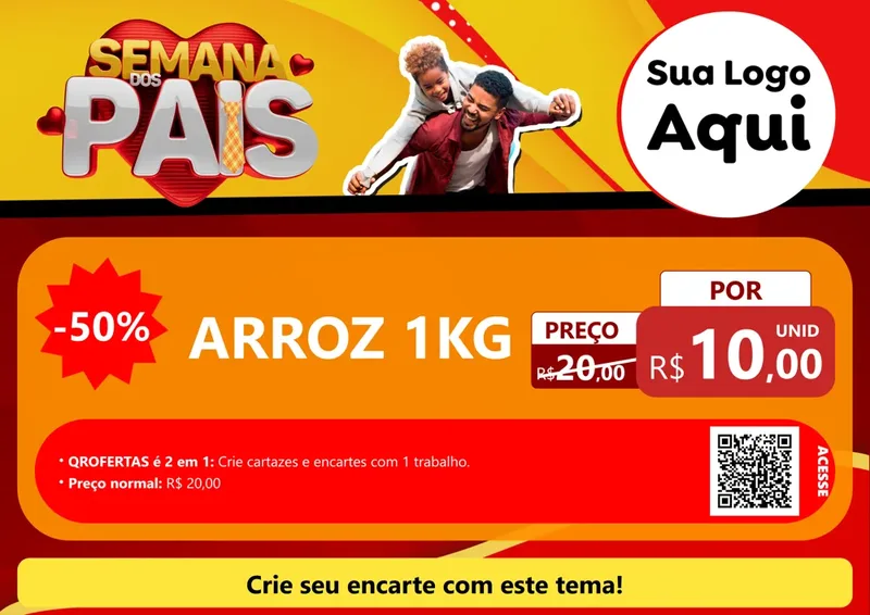 Modelo de Cartaz para Cartaz A4 Horizontal com o tema Semana Dos Pais para Supermercado