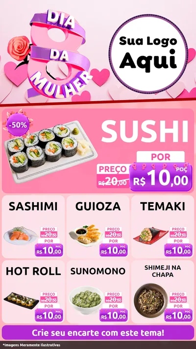 Modelo de Rede Social para Stories com o tema Dia da Mulher para Comida japonesa